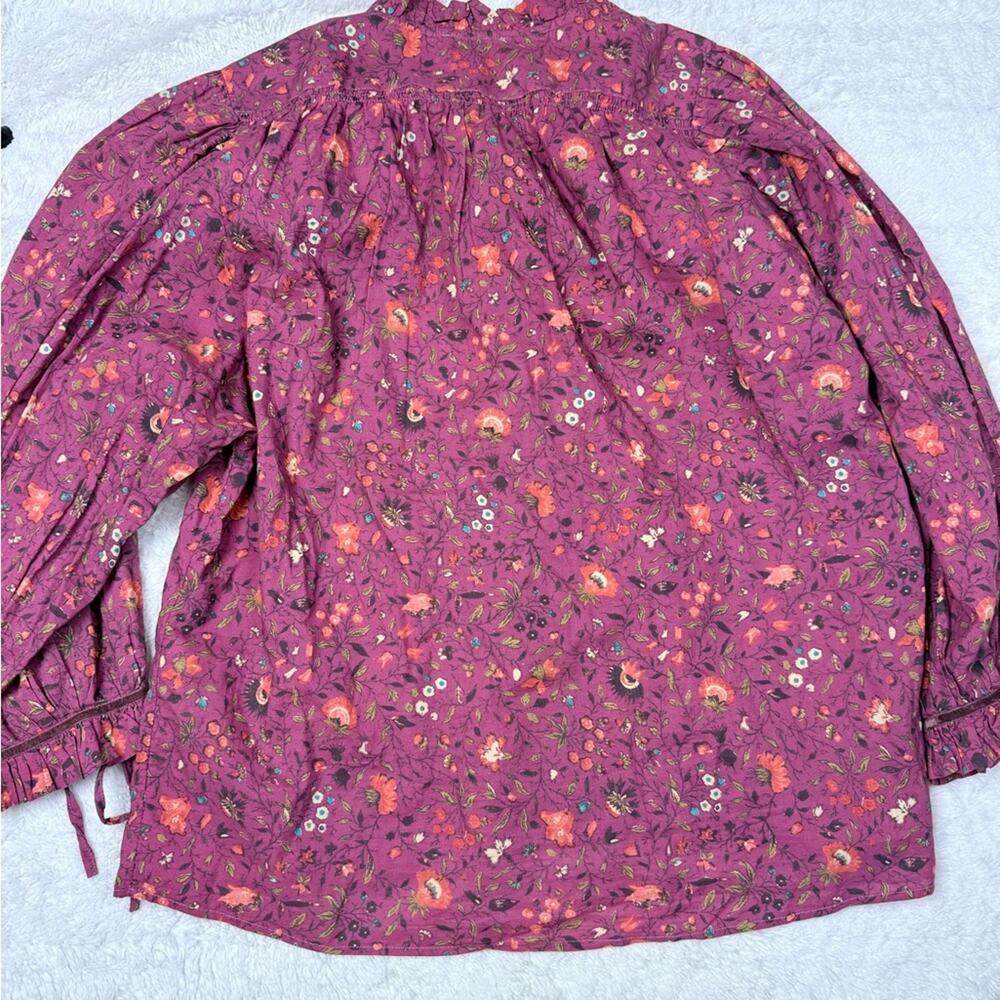 Sundance Plum Floral Ruffle-Neck Blouse - Picture 8 of 9